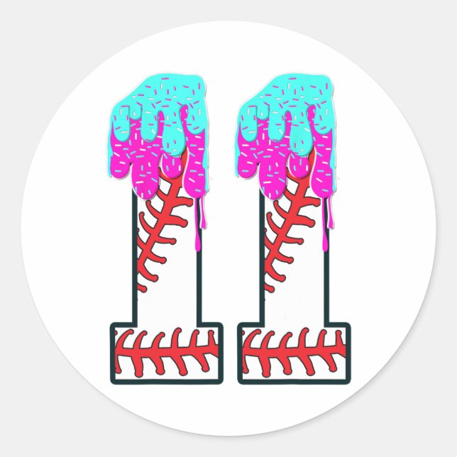 Adesivo Redondo Bysebyll Drip 11 Anos 11 Birthday Boy Jersey (Frente)