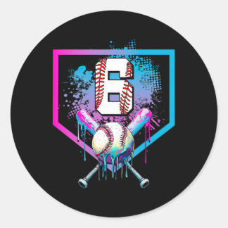 Adesivo Redondo Bysebyll Drip 6th Birthday Home Plate Boys Youth 6