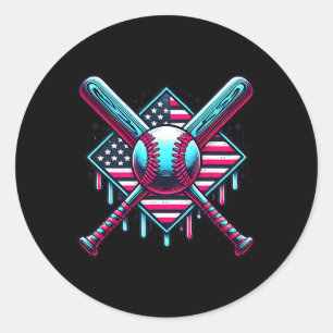 Adesivo Redondo Bysebyll Drip Para Meninos Bandeira Americana Usa