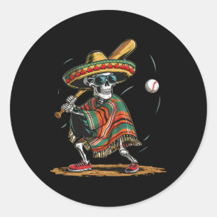 Adesivo Redondo Bysebyll Skeleton Mexicano Sombrero Cinco De Mayo