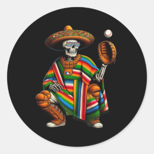 Adesivo Redondo Bysebyll Skeleton Mexicano Sombrero Cinco De Mayo