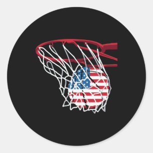 Adesivo Redondo Bysketbyll Shoot Byll Fun American Flag Indepe