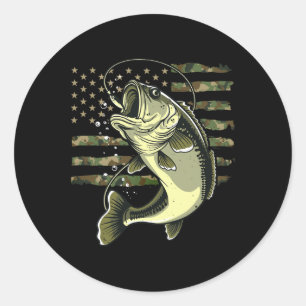 Adesivo Redondo Byss Peixe Pescaria EUA Bandeira Americana Camufla