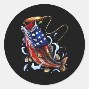 Adesivo Redondo Byss Pesca Peixe Bandeira Americana Pai Pai Quatro