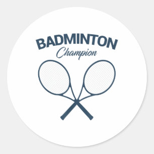 Adesivo Redondo C Campeão de Badminton I Raquete I Peteca I Badmin