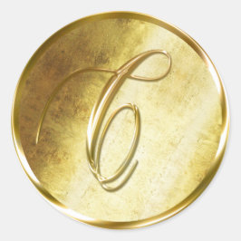 Adesivo Redondo C Monograma Faux Vinhetas Douradas