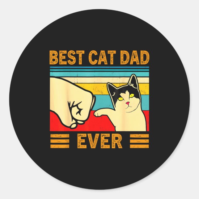 Adesivo Redondo Ca Men Cat Dad Ever Funny Cat Lover Gift  (Frente)