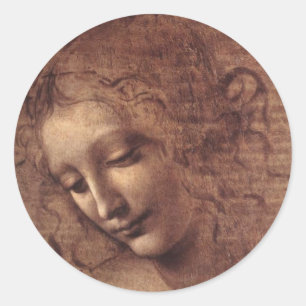 Adesivo Redondo Cabeça da fêmea de Scapigliata do La