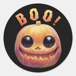 Adesivo Redondo Cabeça De Abóbora De Abóbora De Halloween Credora