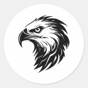 Adesivo Redondo Cabeça de águia, de silhueta de presas