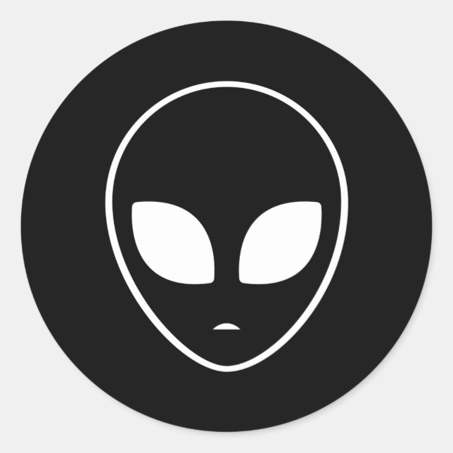 Adesivo Redondo Cabeça De alienígena Ufo Aliens Área Espacial 51 P (Frente)