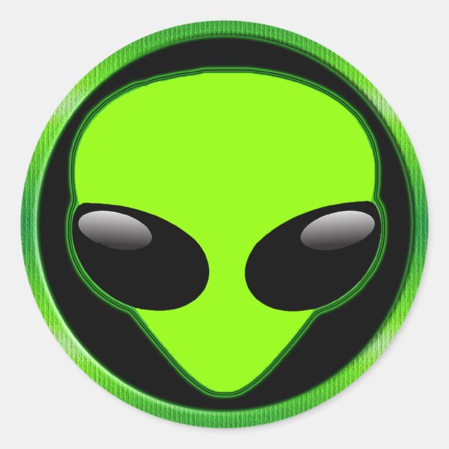 ADESIVO REDONDO CABEÇA DE ALIENÍGENA VERDE (Frente)