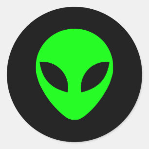 Adesivo Redondo Cabeça de Alienígena Verde