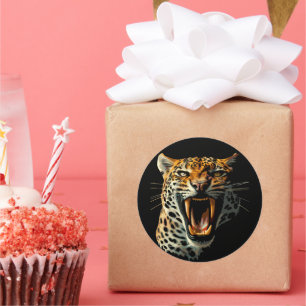 Adesivo Redondo Cabeça de ataque com picos-leopardo