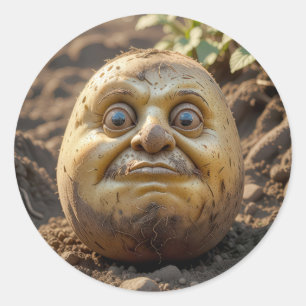 Adesivo Redondo Cabeça De Batata Grumosa Na Camisa