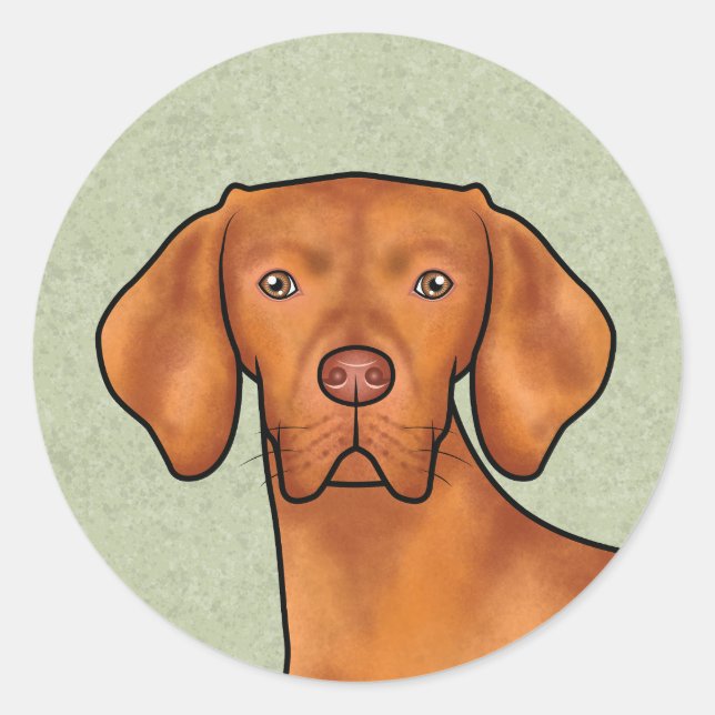 Adesivo Redondo Cabeça de Cachorro Pointer Cartoon Vizsla Húngaro  (Frente)