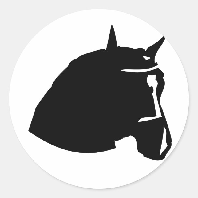 Adesivo Redondo cabeça de cavalo preto (Frente)