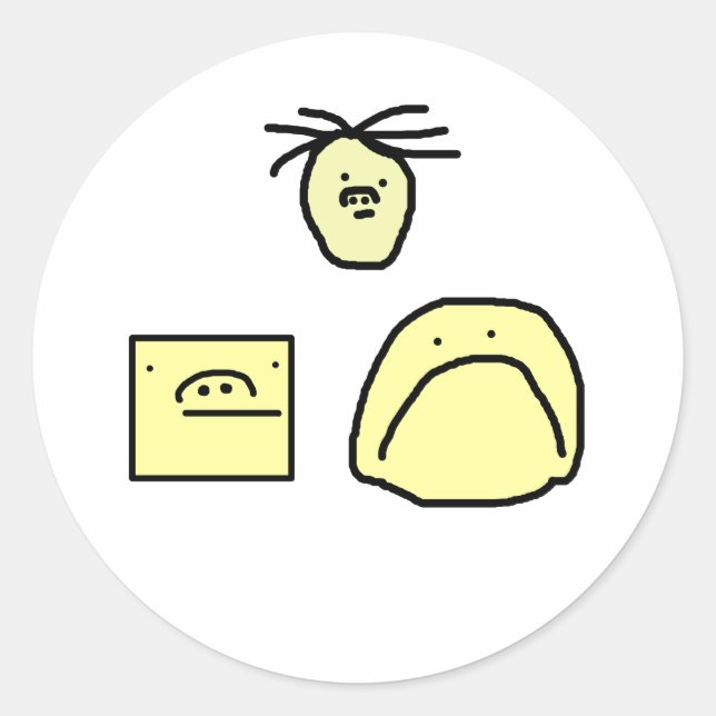 Adesivo Redondo cabeça de desenho animado (Frente)