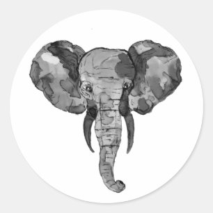 Adesivo Redondo Cabeça de Elefante Africano cinza
