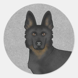 Adesivo Redondo Cabeça de German shepherd Bi-Black Fechada
