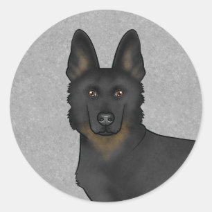 Adesivo Redondo Cabeça de German shepherd Bi-Black Fechada
