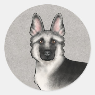 Adesivo Redondo Cabeça de German shepherd de Silver Sable