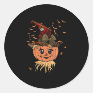 Adesivo Redondo Cabeça De Pumpkin E Queda Do Chapéu