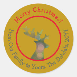 Adesivo Redondo Cabeça de Rebelde de Natal Personalizada Dourada