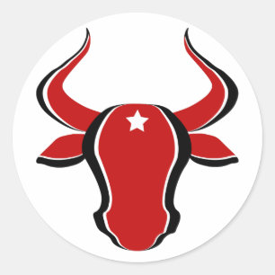 Adesivo Redondo Cabeça de touro vermelha com estrela