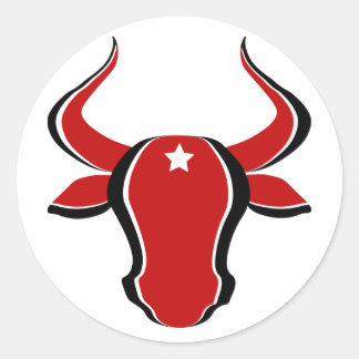 Adesivo Redondo Cabeça de touro vermelha com estrela
