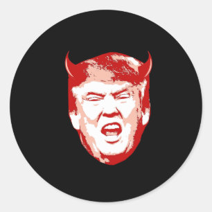 Adesivo Redondo Cabeça do Diabo Trump - Anti-Trump -