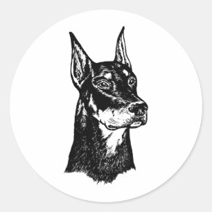 ADESIVO REDONDO CABEÇA DO DOBERMAN