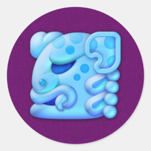 Adesivo Redondo Cabeça gelada do animal do Maya