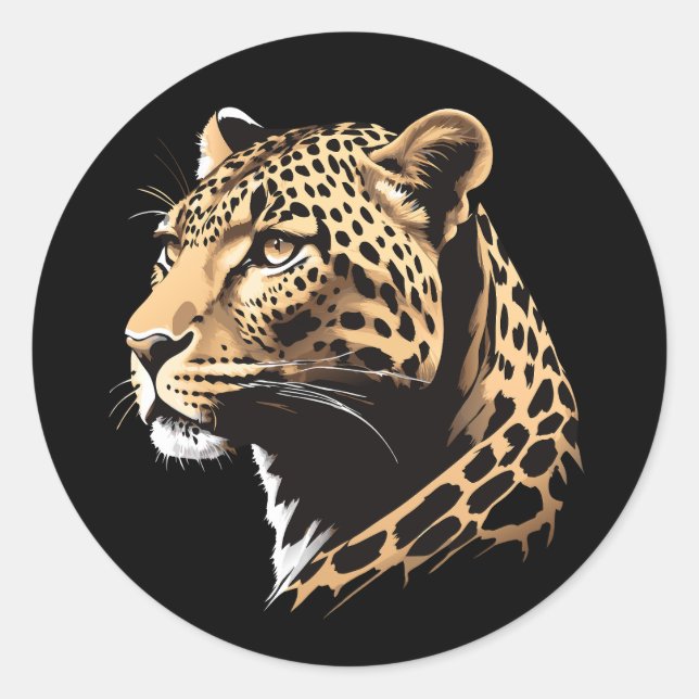 Adesivo Redondo Cabeça-Leopardo (Frente)