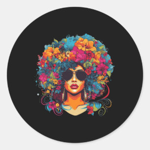 Adesivo Redondo Cabelo Afro Natural História Negra Orgulho Preto M