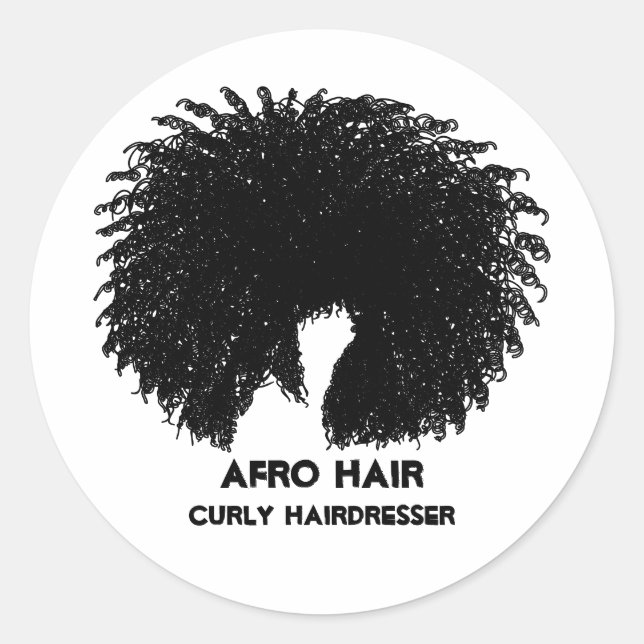 Adesivo Redondo Cabelo Afro Preto Crespo (Frente)