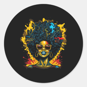 Adesivo Redondo Cabelo Afro Rainha Droga História Negra Magia Garo