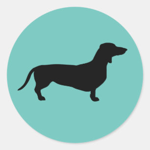 Adesivo Redondo Cabelo Curto Dachshund - Silhouette 1