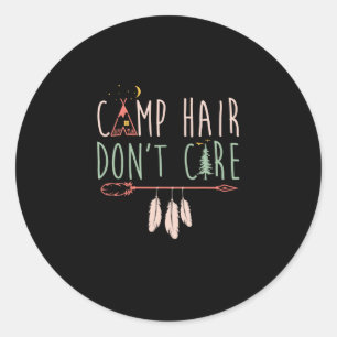 Adesivo Redondo Cabelo de acampamento não se importa com acampamen