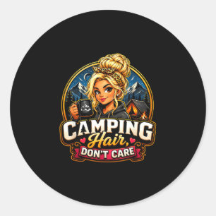 Adesivo Redondo Cabelo de camping não importa garota engraçada da 