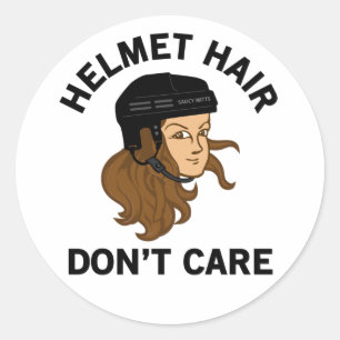Adesivo Redondo Cabelo de capacete de hóquei Não se importe com 