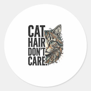 Adesivo Redondo Cabelo de Gato Não Liga Camiseta de Gato com Grava