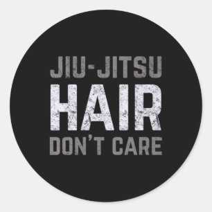 Adesivo Redondo Cabelo de Jiu-Jitsu Não Me Importo BJJ Vintage Jiu