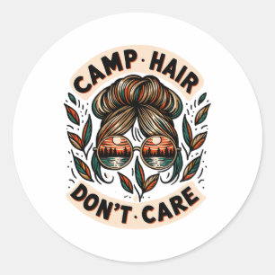 Adesivo Redondo Cabelo Desarrumado Vida de Acampamento Amor Acampa
