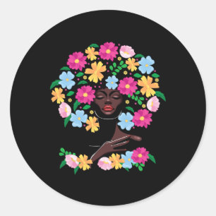 Adesivo Redondo Cabelo Flor Negra História Negra Ju