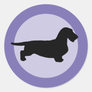 Adesivo Redondo Cabelo grosso Dachshund - Silhouette 1