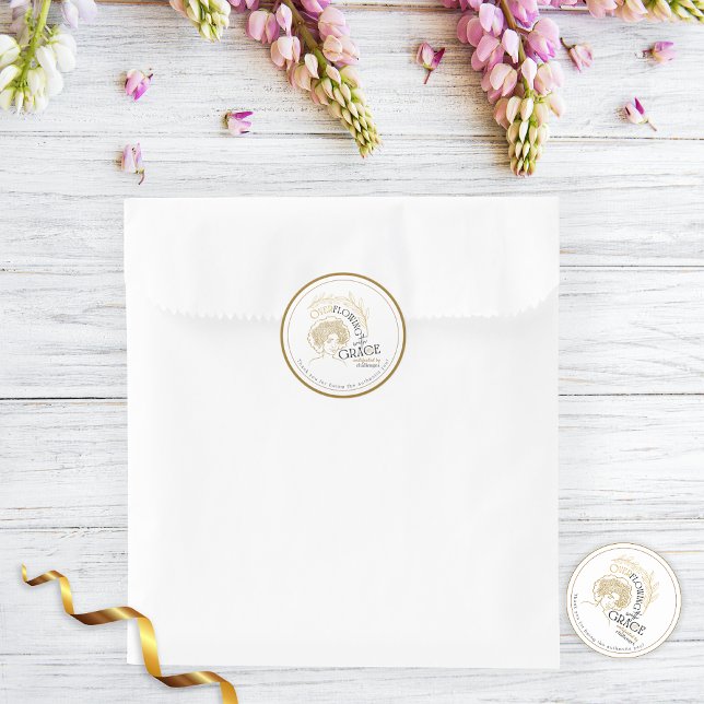 Adesivo Redondo Cabelo Rosa de Abstrato elegante com graça (Criador carregado)