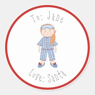 Adesivo Redondo Cabelo Vermelho Da Boneca De Natal A Bebê De Papai