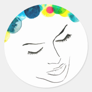 Adesivo Redondo Cabelos de bolhas psicodélicas