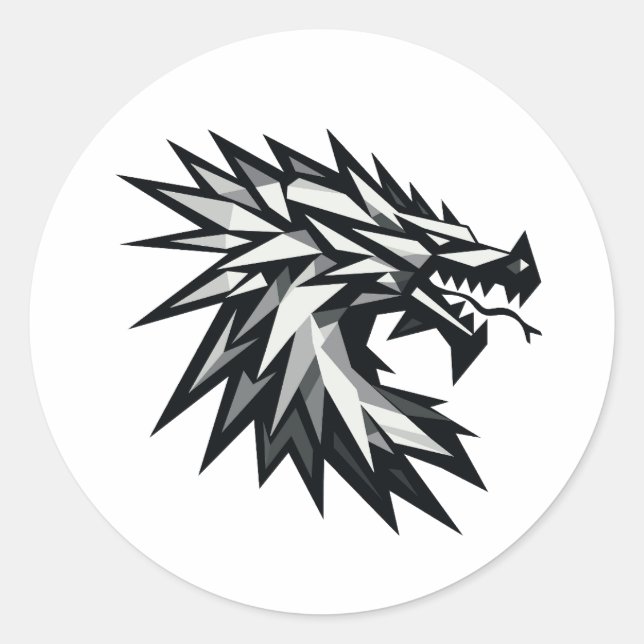 Adesivo Redondo Cabeza de dragón poligonal (Frente)